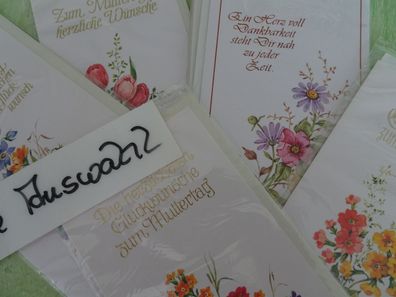 alte edle Grußkarten Zum Muttertag Herlitz Strukturkarton Blumen