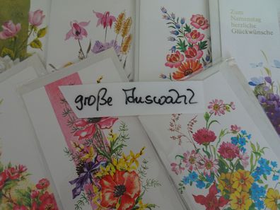 alte edle Grußkarten Zum Namenstag Western Germany Strukturkarte Blüten