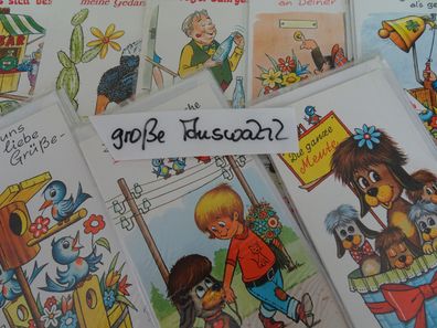 sehr alte edle Grußkarten Zum Namenstag Humor Spaß Jolly Maxi Primus Western Germany
