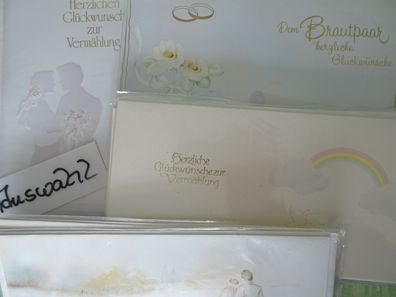 EDEL Grußkarten zur Hochzeit Chromolux exklusiv Brautpaar Eheringe Tauben Regenbogen