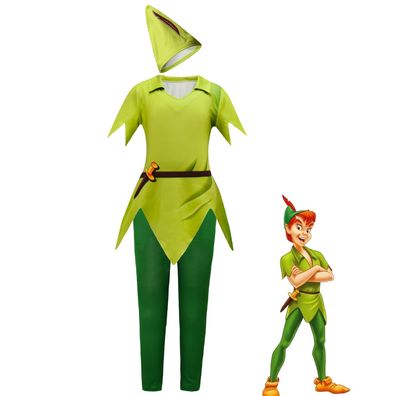 Kawaii Peter Pan Cosplay Zweiteiler Kostüm Kinder Halloween Showanzug für Animefans