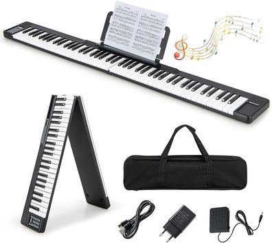 88 Tastatur digitale Keyboard faltbar, Kinder elektrisches Klavier 128 Rhythmen