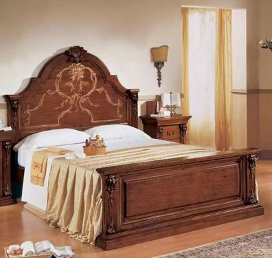 Schlafzimmer Bett Holz 160x200 Betten Braun Doppelbett Möbel Möbel