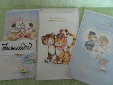 alte Grußkarten Zur Hochzeit süsse Tiere Hund Katze Mäuschen... Taunus obp