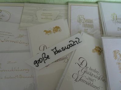 alte Grußkarten Zur Hochzeit schlichte Eleganz weiß-golden Strukturkarten EDEL