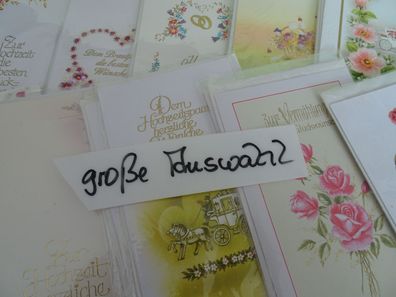 alte Grußkarten Zur Hochzeit Blumen Rosen Hochzeitskutsche... EDEL