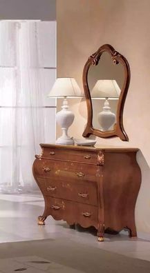 Schlafzimmer Spiegel Kommode Holz Klassisches Design Luxus Braun Neu