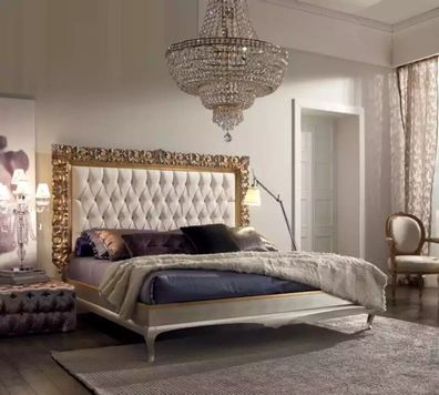 Bett Luxus Bettrahmen Holz Schlafzimmer Doppel Italienische Möbel Neu