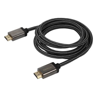 Networx Premium HDMI Kabel Cabel Stoffummantelt HDMI 2 m schwarz weiß