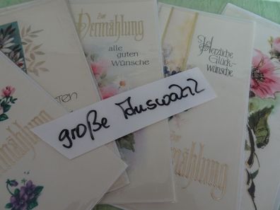 alte Grußkarten Zur Hochzeit Vermählung Pergamo transparent & Einleger EDEL