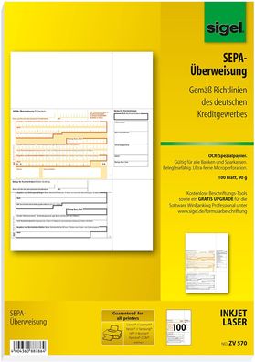 SIGEL ZV570 SEPA-Überweisungen, A4, 100 Blatt, incl. free download Beschriftungsas...