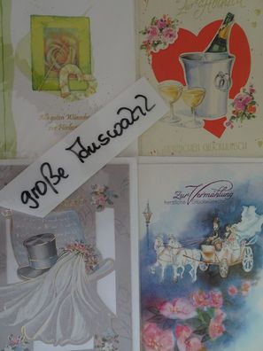 4 Grußkarten Hochzeit Vermählung Ehepaar Rosen "Modern"