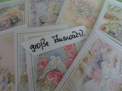 ältere Grußkarten Hochzeit Vermählung ... wie gemalt ... pastell - Taunus Card