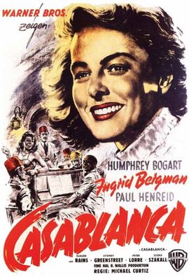 Top-Schild mit Kordel, 20 x 30 cm, Casablanca, Ingrid Bergman, FILM, neu & ovp