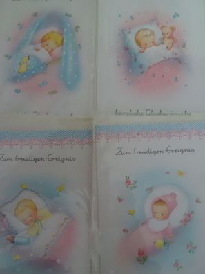 alte Grußkarten freudiges Ereignis Baby Geburt / Krüger West Germany 800/10 Serie