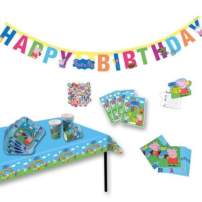 XXL Party Geburtstag Set | Peppa Wutz | Peppa Pig | Party-Koffer 47 Teile