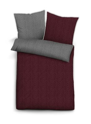 biberna Melange-Flanell Bettwäsche Burgund 135/200cm + 80/80cm