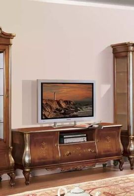 Braunes TV-Regal rtv Sideboard Wohnzimmer Möbel Holz Ständer Kommode