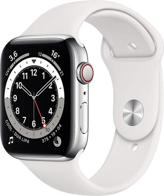 Apple Watch Series 6 GPS + LTE 44 mm Edelstahl Silber Sportband White Neuware