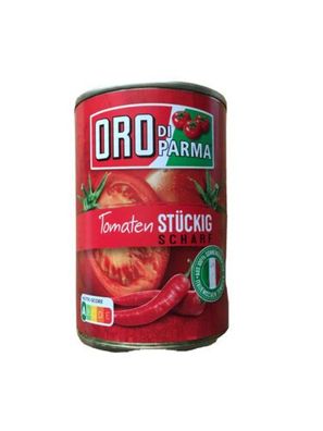 Oro di Parma geschälte stückige Tomaten scharf in der Dose 400g