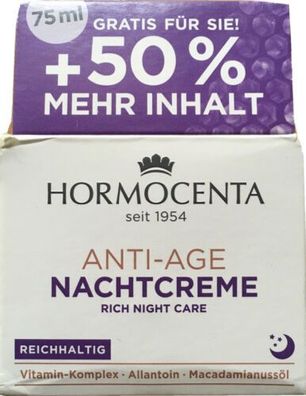 Hormocenta ANTI-AGE Nachtcreme 1 x 75 ml -reichhaltig -fördert Hautregeneration