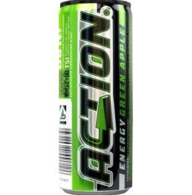 Action Energy Drink Green Apple 250ml, 24er Pack EINWEG PFAND