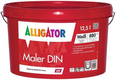 Alligator Maler DIN LEF 12,5 Liter reinweiß RAL 9010
