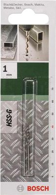 Bosch Metallbohrer HSS-G geschliffen (2 Stück, Ø 1 mm)