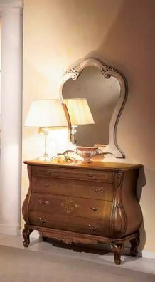 Schlafzimmer Kommode mit Spiegel Luxus klassische Möbel Set 2tlg Holz