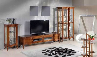 Italienische Stil Möbel Wohnzimmer 3tlg. Set Klassische 2x Vitrine Braun
