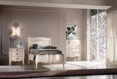 Bett Nachttisch Kommode 3 tlg. Schlafzimmer Set Design Luxus Möbel Neu