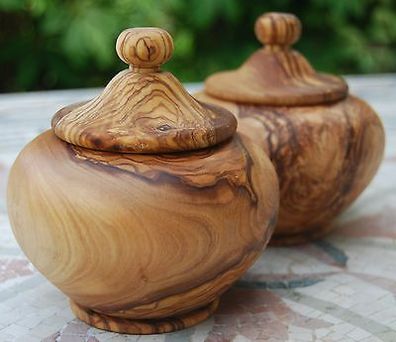 Zuckerdose Holzdose Topf Töpfchen Bonboniere Holz Dose Behälter aus Olivenholz