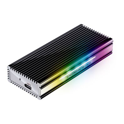LC-Power LC-M2-C-MULTI-RGB M.2-SSD-Gehäuse (NVMe und SATA), USB 3.2 Gen.2x1, mit