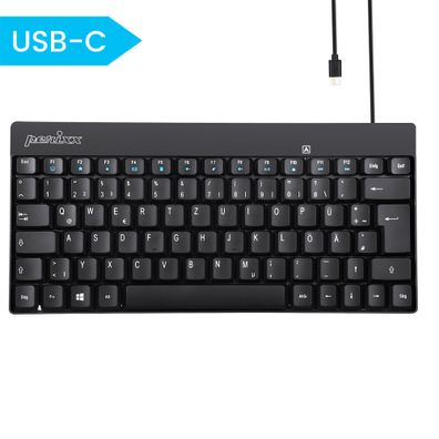 Perixx Periboard-422 DE, Mini USB-C Tastatur kabelgebunden, schwarz