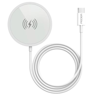 PEDEA Wireless magnetic Charging Pad 15W - USB-C, silber/ weiß