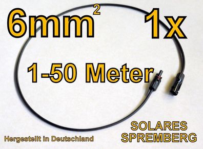 1x 1-50 Meter Solarkabel Verlängerungskabel schwarz 6mm² vor konfektioniert MC4