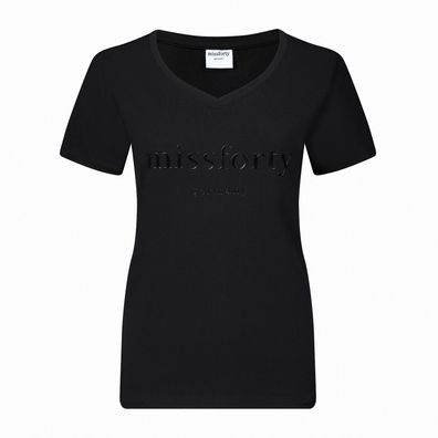 Tshirt Damen 40. Geburtstag Geschenk 1983 Basic Shirt schwarz V-Ausschnitt missforty