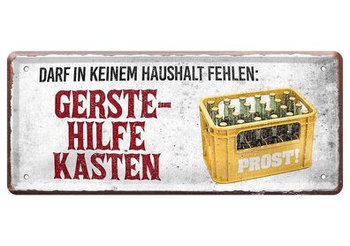 Gerste - Hilfe Kasten , Blechschild 28 x 12 cm, D0008