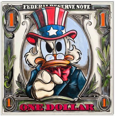 Klausewitz: Original Acryl auf Leinwand: Dagobert Duck The One Dollar I / 60x60 cm