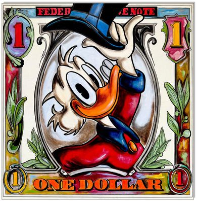 Klausewitz: Original Acryl auf Leinwand: Dagobert Duck The One Dollar II / 60x60 cm