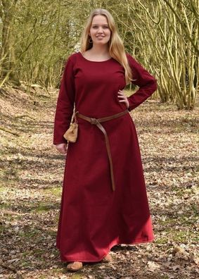 Schlichtes Mittelalterliches Kleid aus robustem Canvas, weinrot