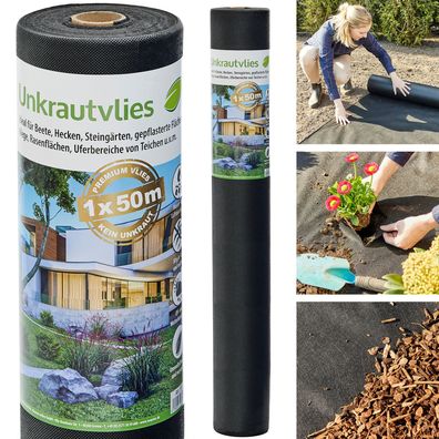 Unkrautvlies Gartenvlies Mulchvlies 50g/ m² 50 m Länge x 1 m Breite