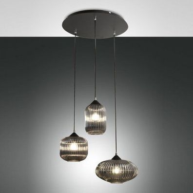 Fabas Luce 3662-47-126 Pendelleuchte Nordal 3-flammig grau schwarz E27