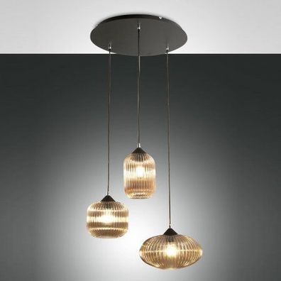 Fabas Luce 3662-47-125 Pendelleuchte Nordal 3-flammig amber schwarz E27