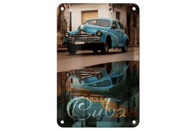 Blechschild Spruch 12x18 cm Cuba Auto blau Oldtimer Metall Deko Schild