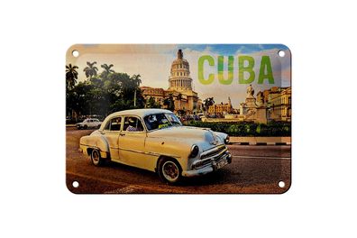 Blechschild Spruch 18x12 cm Cuba Auto weisser Oldtimer Metall Deko Schild