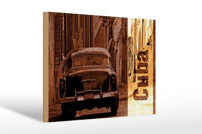 Holzschild Spruch 30x20 cm Cuba Kuba Auto Oldtimer Retro Deko Schild