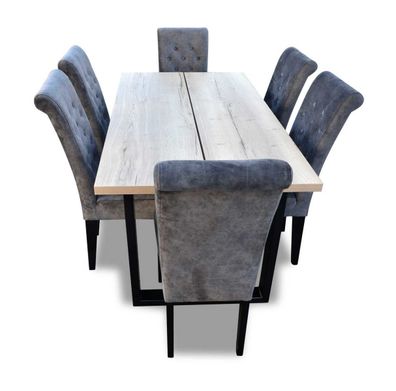 Esstisch Garnitur Tisch + 6x Stühle Esszimmer Stuhl Garnitur Tisch Holz
