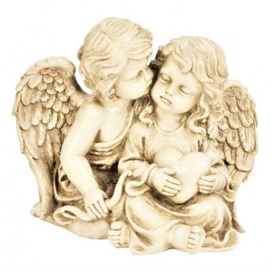 Engel Figur Paar mit Herz sitzend 21,5 cm Engelfigur