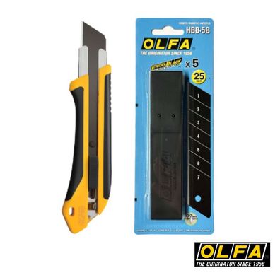 Olfa XH-AL Extra heavy-duty Cutter 25mm + 1x HBB-5B Olfa Klingen (5 Klingen) Set
